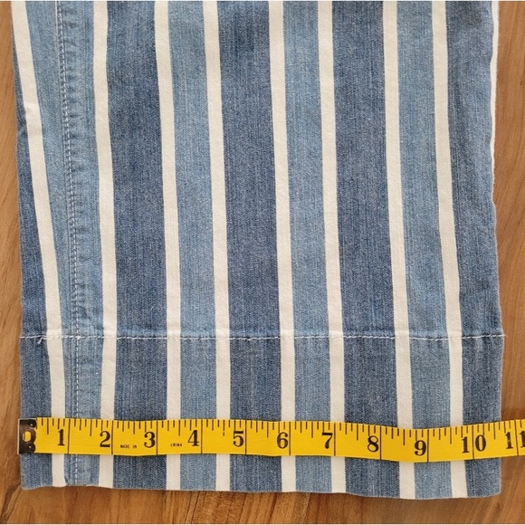 Ann Taylor High-Rise Wide Leg Denim Ankle Pants Stripe Blue White Waist Tie Sz 6 - Picture 15 of 16
